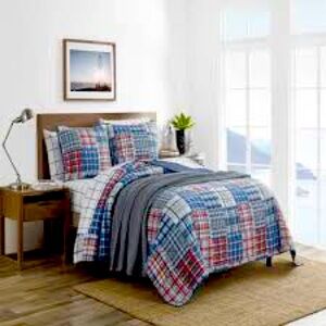 Nautica Madras Plaid Patchwork Queen Bedding Quilt- Multicolor